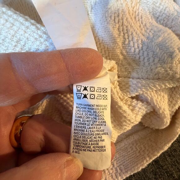 Vintage off white Lucky Brand Jacket Large Lightweight Zipper Front Side Pockets - Picture 5 of 6